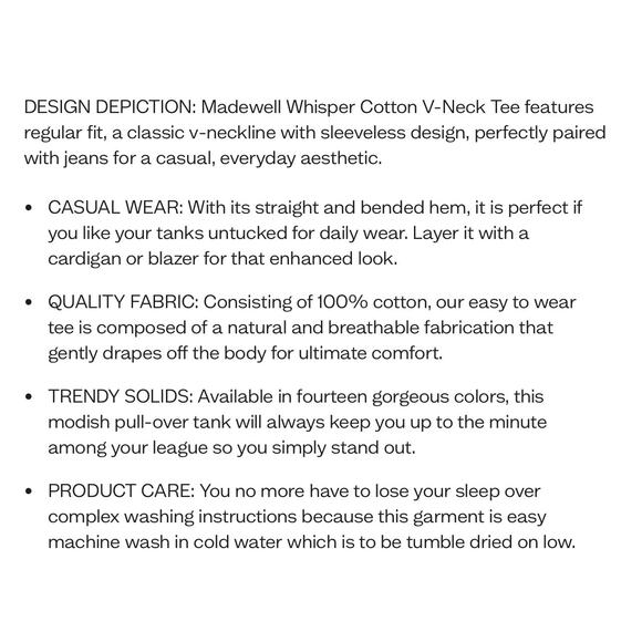 Madewell Gilded Olive Whisper Cotton V-neck Tank XS NWT - Picture 4 of 8